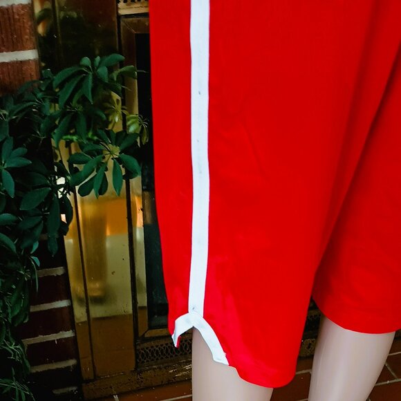 Nike Dri-Fit Women Red Capri L White Side Stripe Wide Leg Loose Fit Draw String - Picture 5 of 8